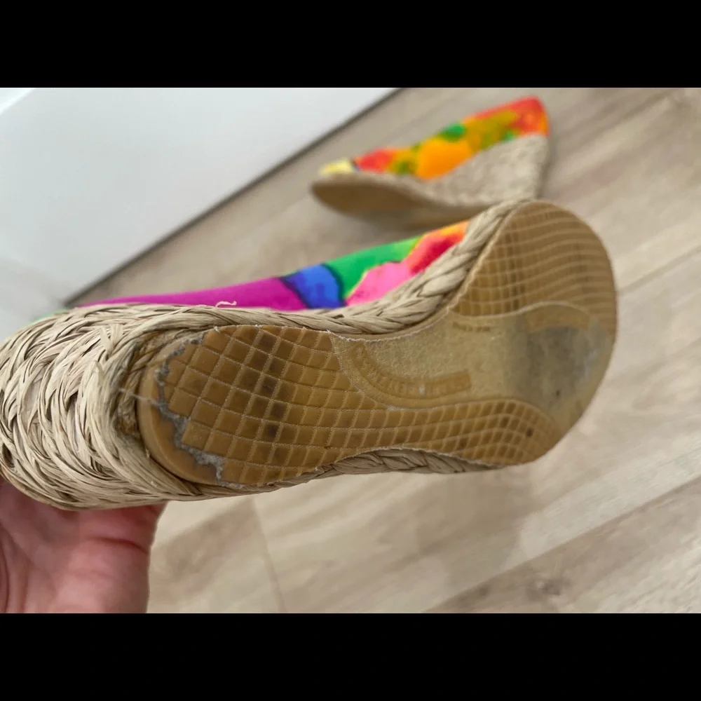 Stuart Weitzman Floral Espadrille Straw Wedge Shoe